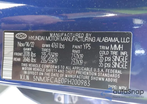 2023 Hyundai Tucson Sel из США, поврежденный, VIN 5NMJFCAE0PH200983